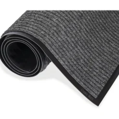 Crown Needle-Rib Wiper/Scraper Mat, Rectangular, Gray Ribbed Surface, 48