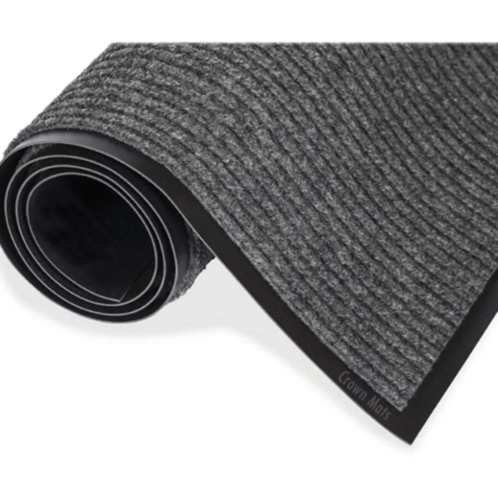 Crown Needle-Rib Wiper/Scraper Mat, Rectangular, Gray Ribbed Surface, 48" x 72"