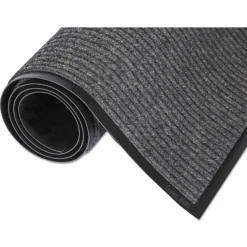 Crown Needle-Rib Wiper/Scraper Mat, Rectangular, Gray Ribbed Surface, 48