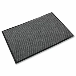Crown Needle-Rib Wiper/Scraper Mat, Rectangular, Gray Ribbed Surface, 48