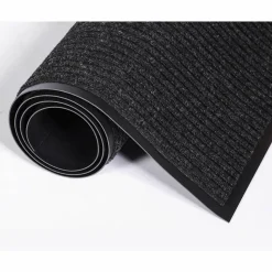Crown Needle-Rib Wiper/Scraper Mat, Rectangular, Charcoal Gray Ribbed Surface, 36