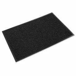 Crown Needle-Rib Wiper/Scraper Mat, Rectangular, Charcoal Gray Ribbed Surface, 36