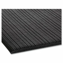 Crown Ribbed Vinyl Anti-Fatigue Mat, Rectangular, Black Ribbed Surface, 36" x 12 ft