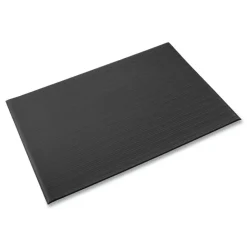 Crown Ribbed Vinyl Anti-Fatigue Mat, Rectangular, Black Ribbed Surface, 36