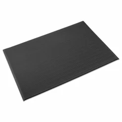 Crown Ribbed Vinyl Anti-Fatigue Mat, Rectangular, Black Ribbed Surface, 24" x 36"