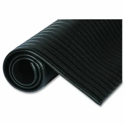 Crown Ribbed Vinyl Anti-Fatigue Mat, Rectangular, Black Ribbed Surface, 24" x 36"