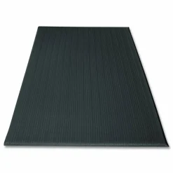 Crown Ribbed Vinyl Anti-Fatigue Mat, Rectangular, Black Ribbed Surface, 24