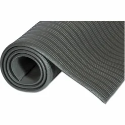 Crown Ribbed Vinyl Anti-Fatigue Mat, Rectangular, Gray Ribbed Surface, 24" x 36"