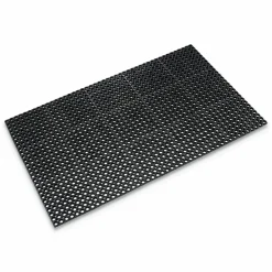 Crown Safewalk Heavy-Duty Anti-Fatigue Drainage Mat, 0.88" Thick, 36" x 60", Black Raised Rib Perforated Surface