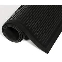 Crown-Tred Indoor/Outdoor Scraper Mat, Black Loop-Twist Ribbed Rubber Surface, 43.75" x 66.75"