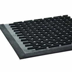 Crown-Tred Indoor/Outdoor Scraper Mat, Black Loop-Twist Ribbed Rubber Surface, 35.5" x 59.5"