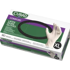 Curad Powder-Free Latex Exam Gloves, Extra-Large, Box Of 90