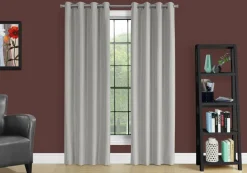 Curtain Panel, 2pcs Set, 54"W X 95"L, 100% Blackout, Grommet, Living Room, Bedroom, Kitchen, Grey Thermal Insulation Polyester, Contemporary, Modern