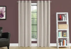 Curtain Panel, 2pcs Set, 54"W X 84"L, Room Darkening, Grommet, Living Room, Bedroom, Kitchen, Beige Micro Suede, Contemporary, Modern
