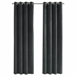 Curtain Panel, 2pcs Set, 54"W X 84"L, Room Darkening, Grommet, Living Room, Bedroom, Kitchen, Grey Velvet, Contemporary, Modern