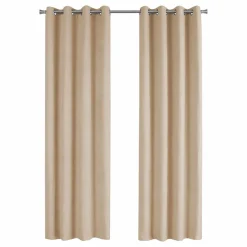 Curtain Panel, 2pcs Set, 54"W X 95"L, Room Darkening, Grommet, Living Room, Bedroom, Kitchen, Beige Micro Suede, Contemporary, Modern