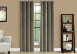 Curtain Panel, 2pcs Set, 54"W X 84"L, Room Darkening, Grommet, Living Room, Bedroom, Kitchen, Beige Velvet, Contemporary, Modern
