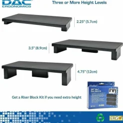 DAC Stax MP-211-Adjustable Ultra-Wide Monitor/Laptop Stand, Black - 66 lb Load Capacity - 4.8