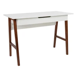 Darla Home Office Writing Computer Desk with Drawer - Table Desk for Writing and Work, White/Walnut