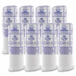 Dart Concorde Foam Bowls, 12 Oz, White, 25 Bowls Per Pack, Carton Of 1,000 Packs