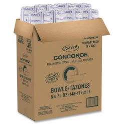 Dart Concorde Non-Laminated Foam Dinnerware, Bowl, 5 oz, White, 125/Pack, 8 Packs/Carton