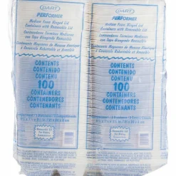 Dart Foam Hinged Lid Containers, 3 Compartments, 8.38 x 7.78 x 3.25, 200/Carton
