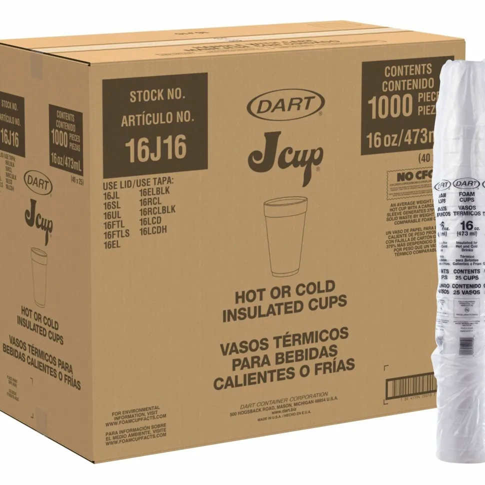 Dart J Cup 16 oz Insulated Foam Cups