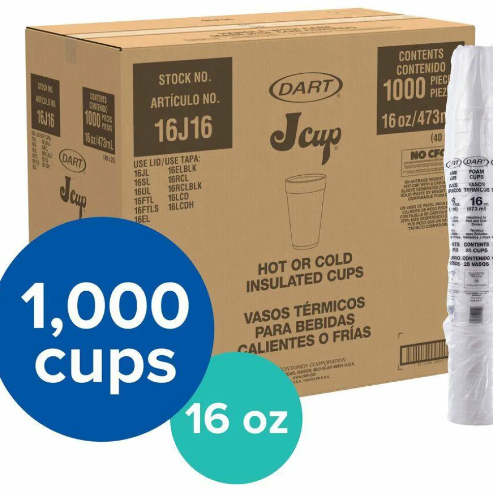 Dart J Cup 16 oz Insulated Foam Cups