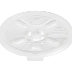 Dart Lift-n-Lock Lid With Straw Slot For 12 Oz Foam Cups , Translucent, Box Of 1,000