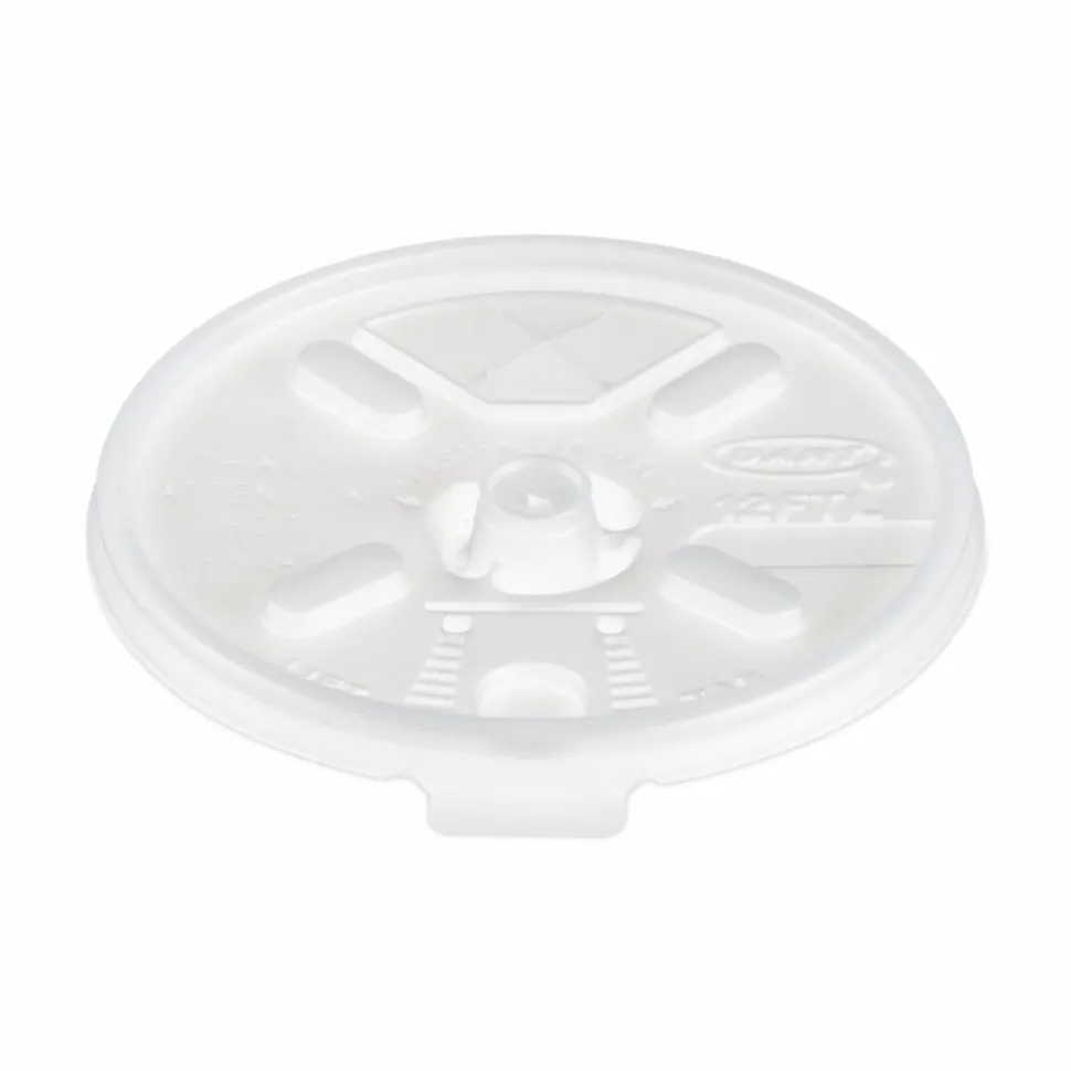 Dart Lift-n-Lock Lid With Straw Slot For 12 Oz Foam Cups , Translucent, Box Of 1,000