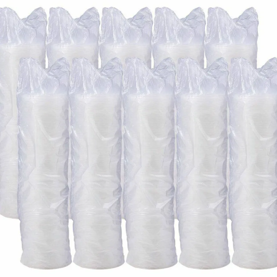 Dart Lift-n-Lock Lid With Straw Slot For 12 Oz Foam Cups , Translucent, Box Of 1,000