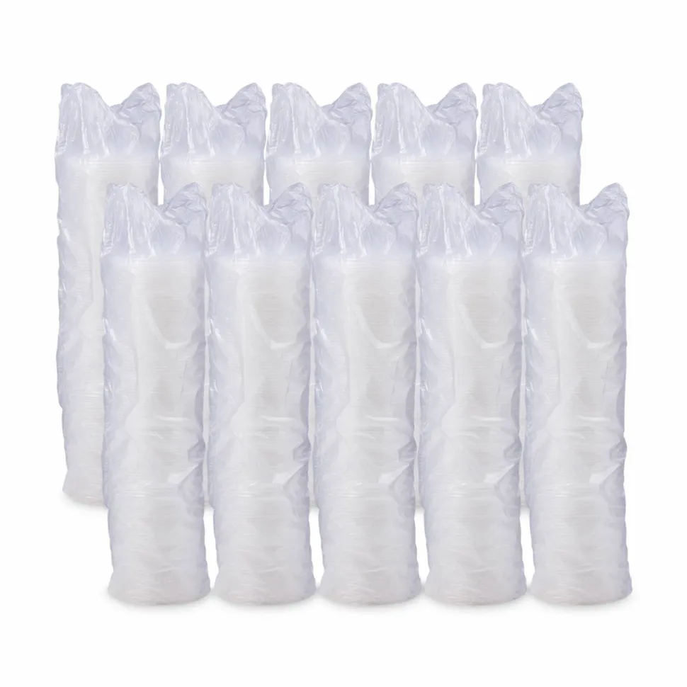 Dart Lift-n-Lock Lid With Straw Slot For 12 Oz Foam Cups , Translucent, Box Of 1,000