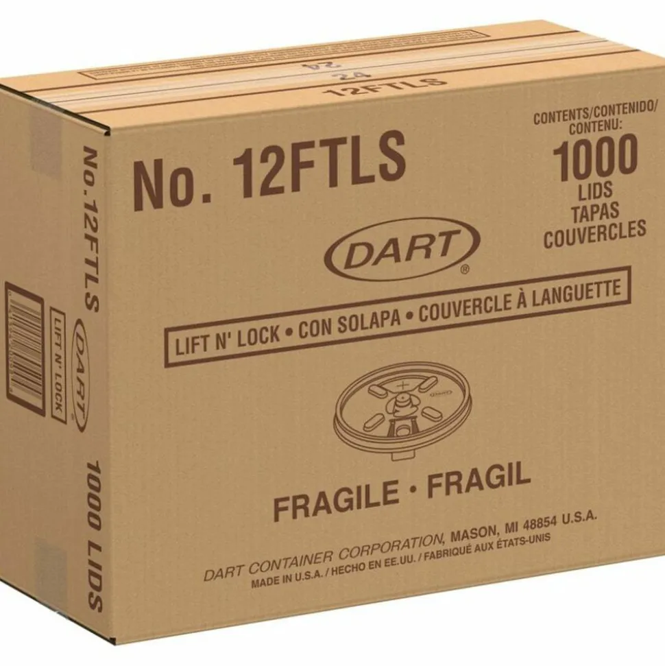 Dart Lift-n-Lock Lid With Straw Slot For 12 Oz Foam Cups , Translucent, Box Of 1,000