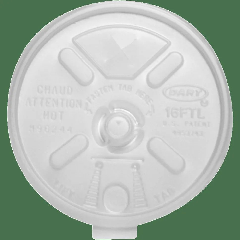 Dart Lift-n-Lock Lid With Straw Slot For Foam Cups, 16 Oz, Translucent, Pack Of 1,000