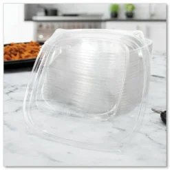 Dart PresentaBowls Pro Clear Square Bowl Lids, For 24-32 Oz Bowls, 1/2