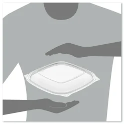 Dart PresentaBowls Pro Clear Square Bowl Lids, For 24-32 Oz Bowls, 1/2
