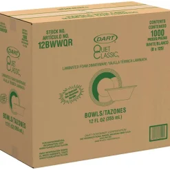 Dart Quiet Classic Laminated Foam Dinnerware, Bowl, 12 oz, White, 125/Pack