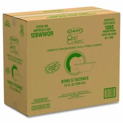Dart Quiet Classic Laminated Foam Dinnerware Bowls, 10 to 12 oz, White, 125/Pack, 8 Packs/Carton