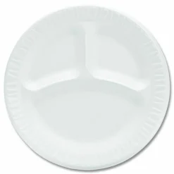 Dart Concorde 9" Nonlaminated Foam 3-Compartment Plates