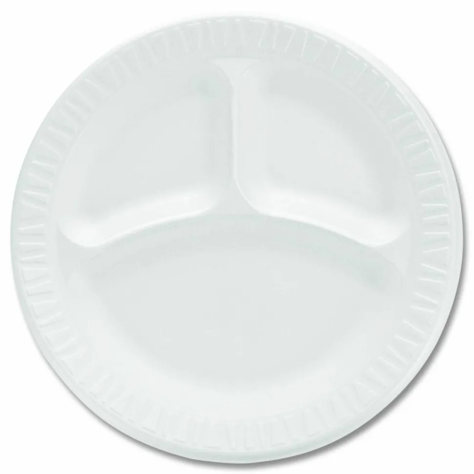 Dart Concorde 9" Nonlaminated Foam 3-Compartment Plates