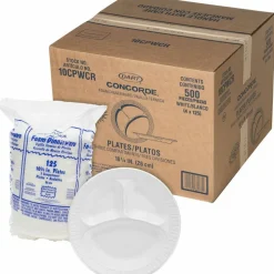 Dart Unlaminated Foam Compartment Plates, 10", White, Pack Of 500