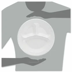 Dart Unlaminated Foam Compartment Plates, 10