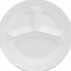 Dart Unlaminated Foam Compartment Plates, 10