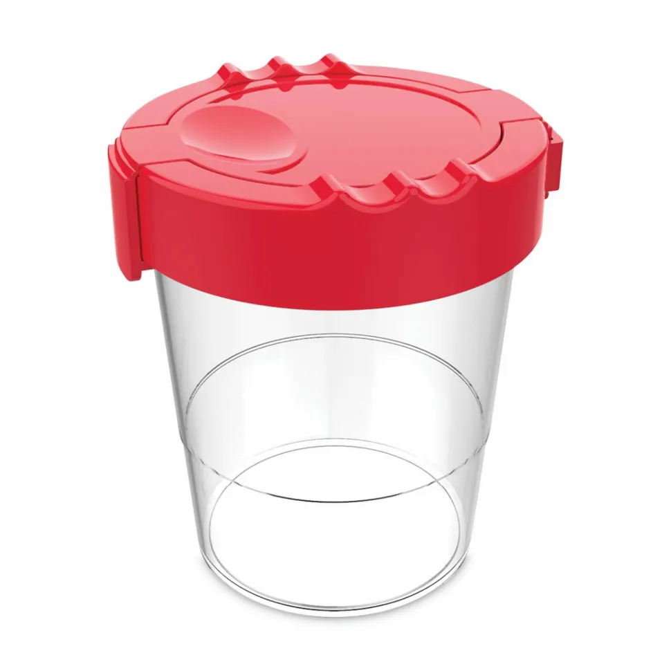 deflecto Antimicrobial No Spill Paint Cup, 3.46 w x 3.93 h, Red