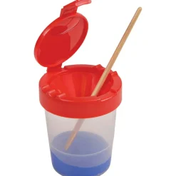 deflecto Antimicrobial No Spill Paint Cup, 3.46 w x 3.93 h, Red