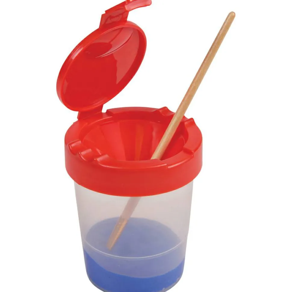 deflecto Antimicrobial No Spill Paint Cup, 3.46 w x 3.93 h, Red