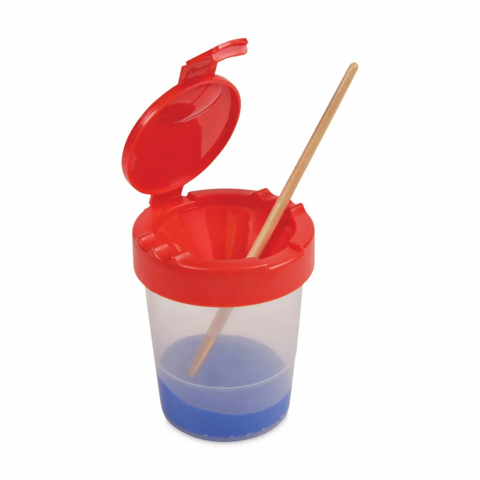 deflecto Antimicrobial No Spill Paint Cup, 3.46 w x 3.93 h, Red