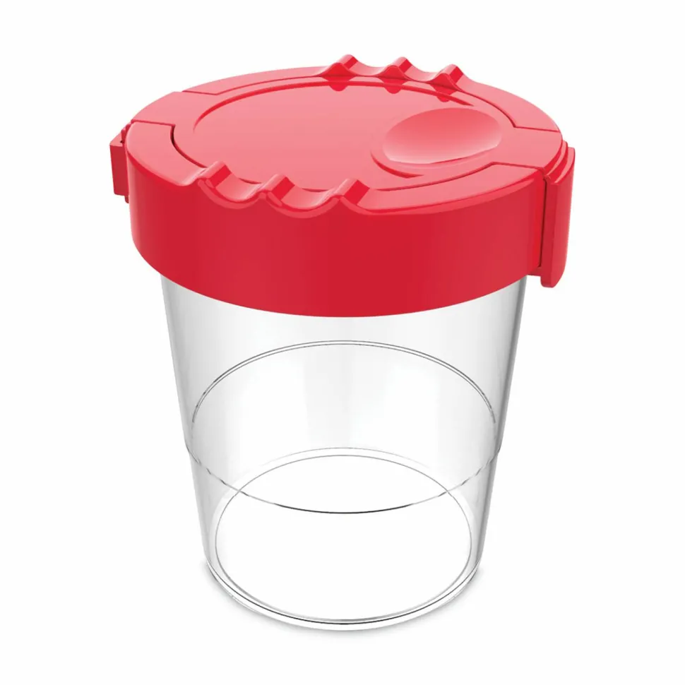 deflecto Antimicrobial No Spill Paint Cup, 3.46 w x 3.93 h, Red
