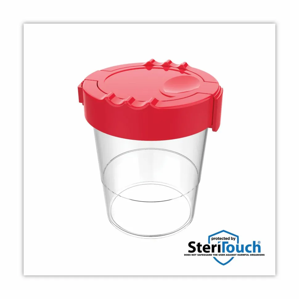 deflecto Antimicrobial No Spill Paint Cup, 3.46 w x 3.93 h, Red