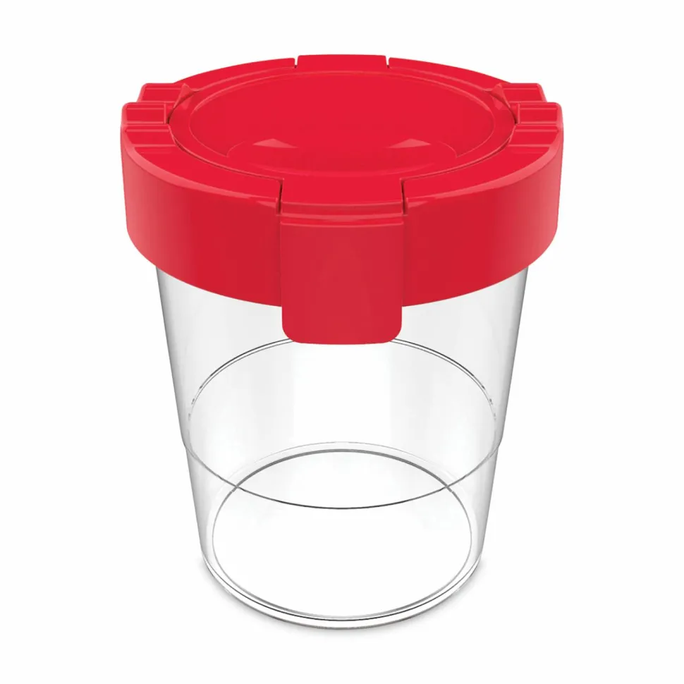 deflecto Antimicrobial No Spill Paint Cup, 3.46 w x 3.93 h, Red